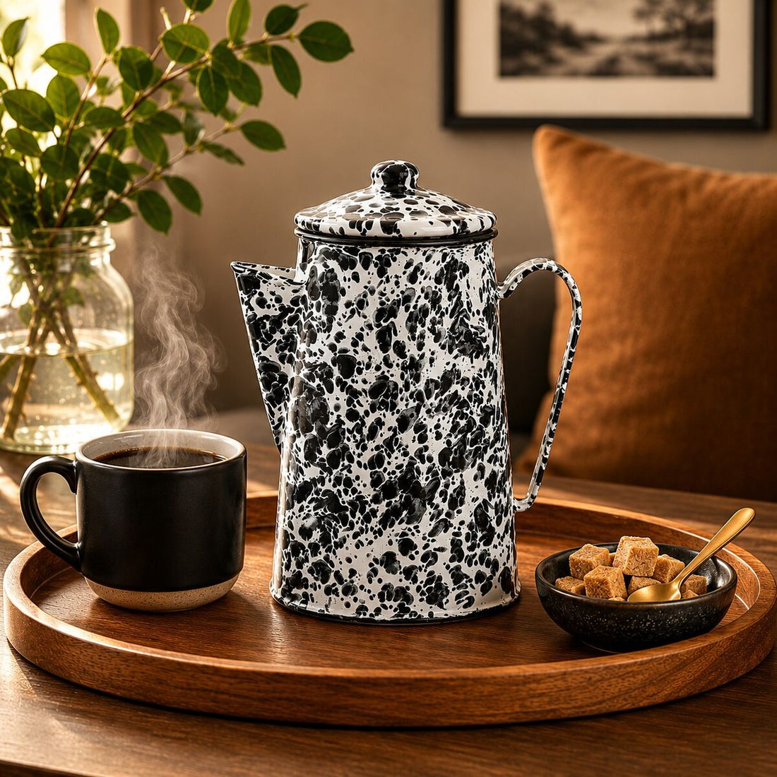 Black and White Patterned Coffee Pot | Hygge