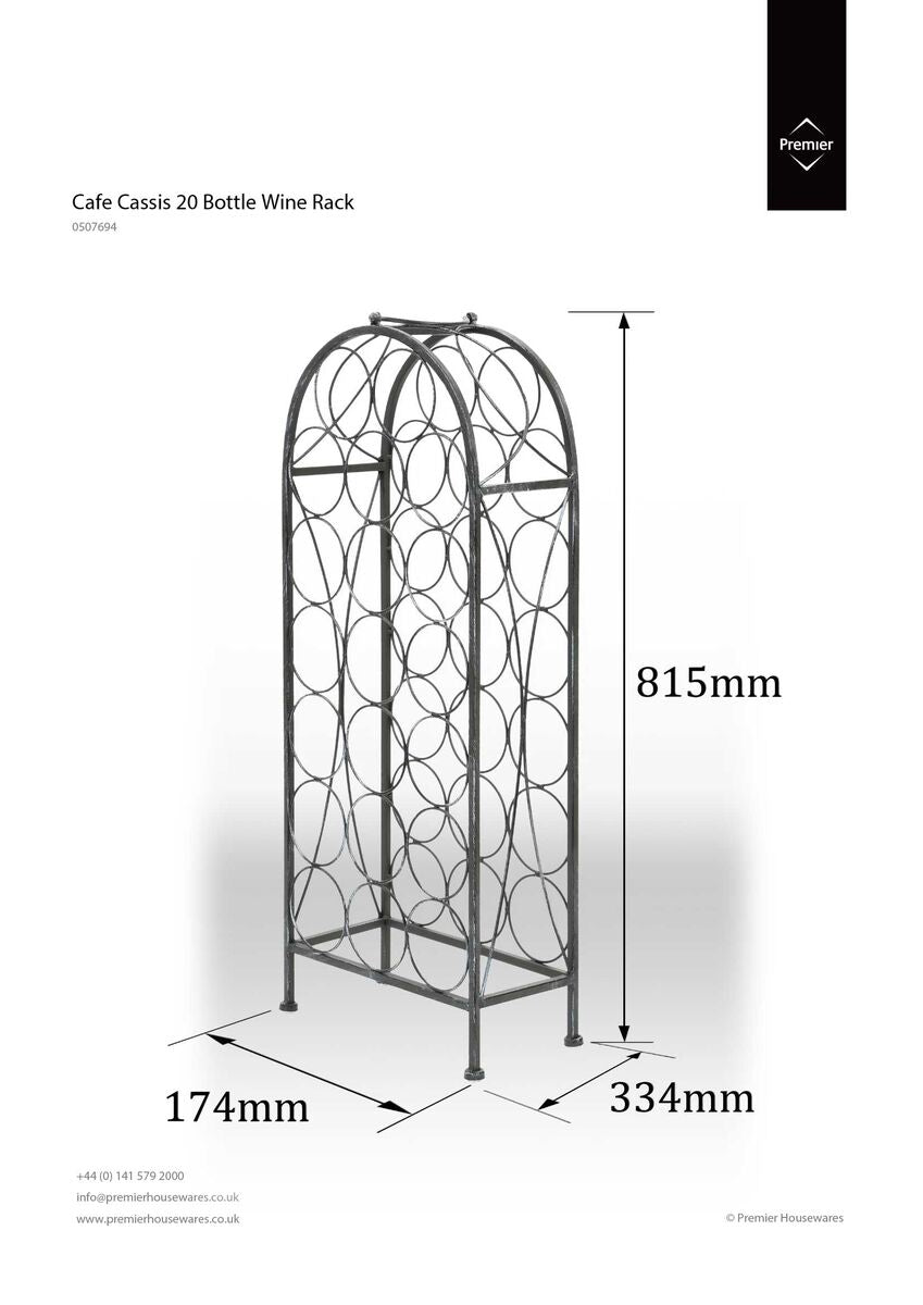 Cafe Cassis Grey 20 Bottles Wine Rack