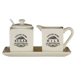 Cream Square Sugar and Milk Set | Vintage Home