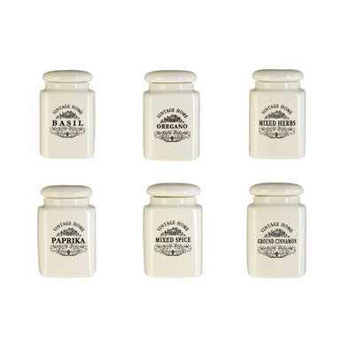 Vintage Home Set Of Six Cream Spice Jars