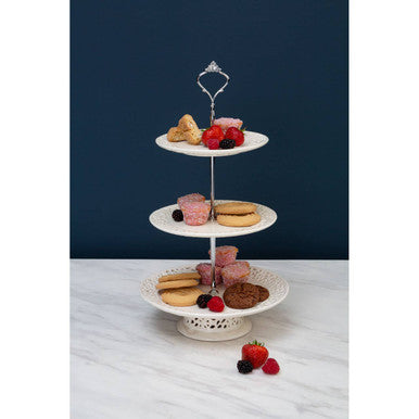 3 Tier Ceramic Lace Cake Plate