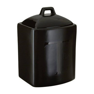 Black Text Tea Jar