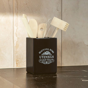 Black Utensil Holder with 6 Utensils | Vintage Home