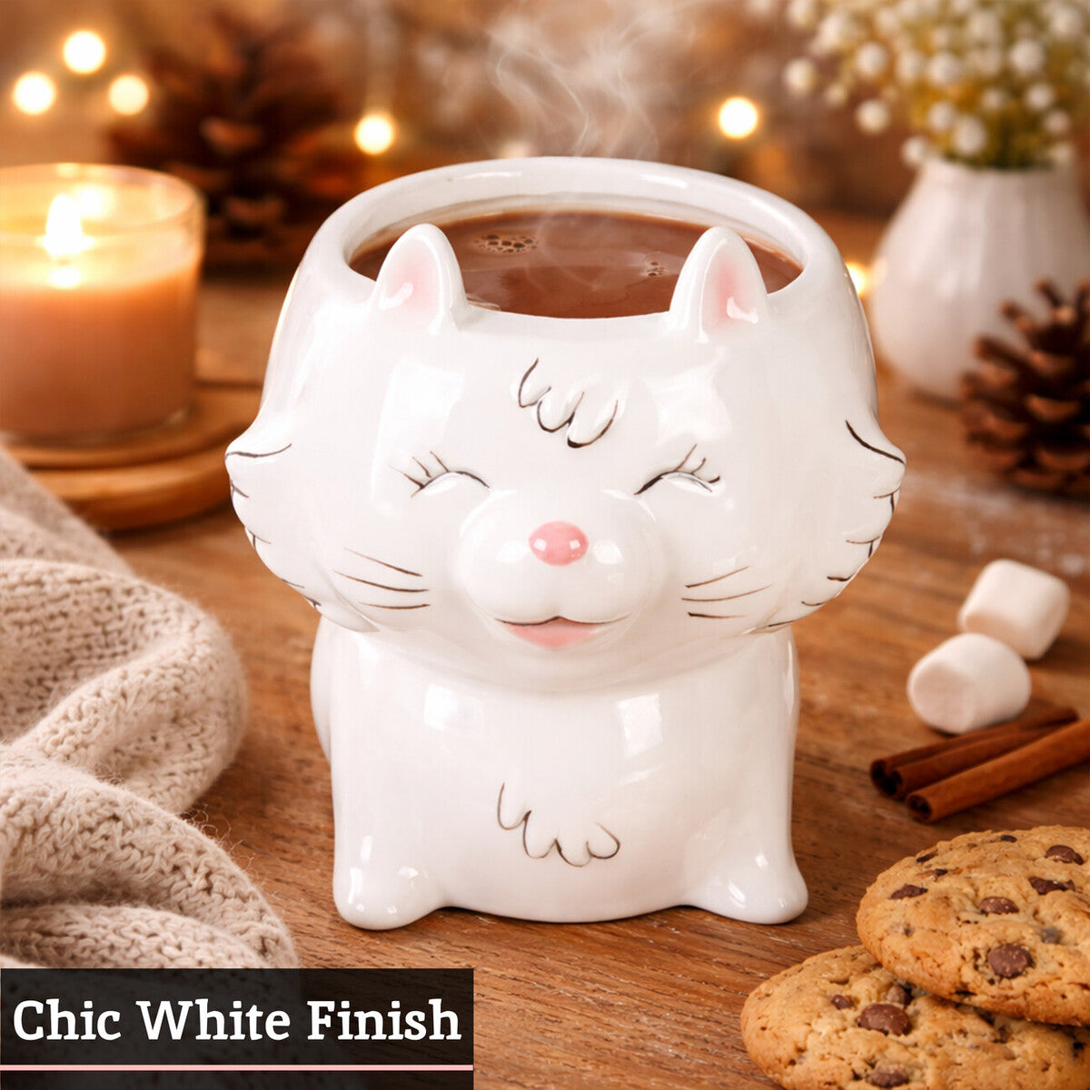 Gigil White Cat Mug