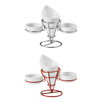 Red French Fry Cone With 2 Dip Dishes