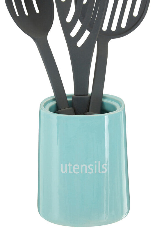 Fletcher Blue Ceramic Utensil Holder