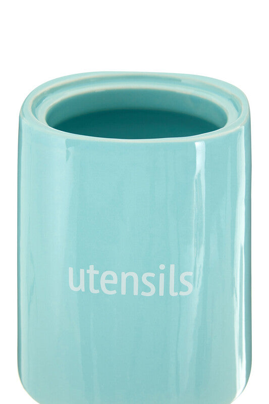 Fletcher Blue Ceramic Utensil Holder