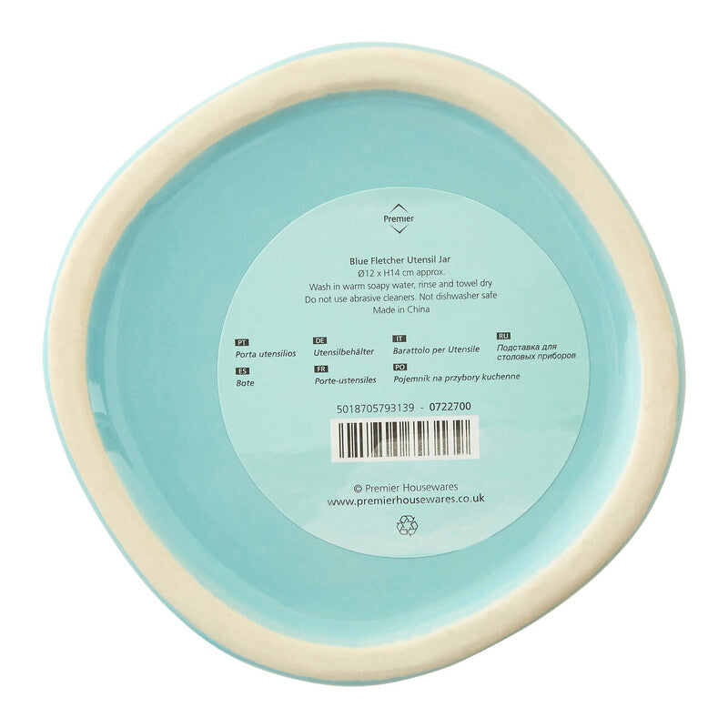 Fletcher Blue Ceramic Utensil Holder