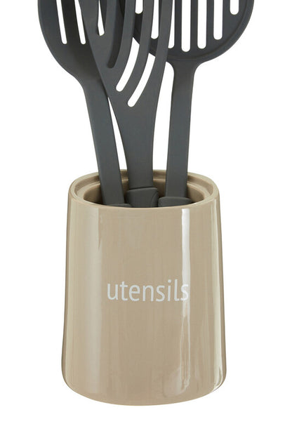 Fletcher Beige Ceramic Utensils Holder