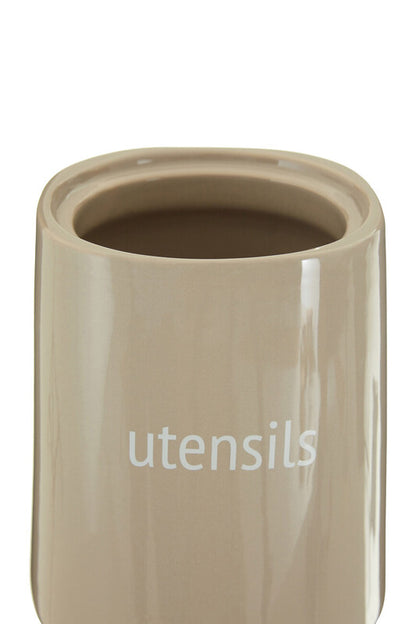 Fletcher Beige Ceramic Utensils Holder