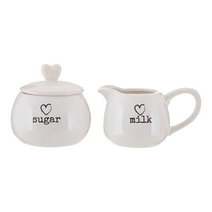 White Ceramic Milk and Sugar Set | Charm