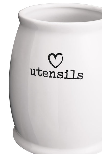 Charm White Ceramic Utensil Holder