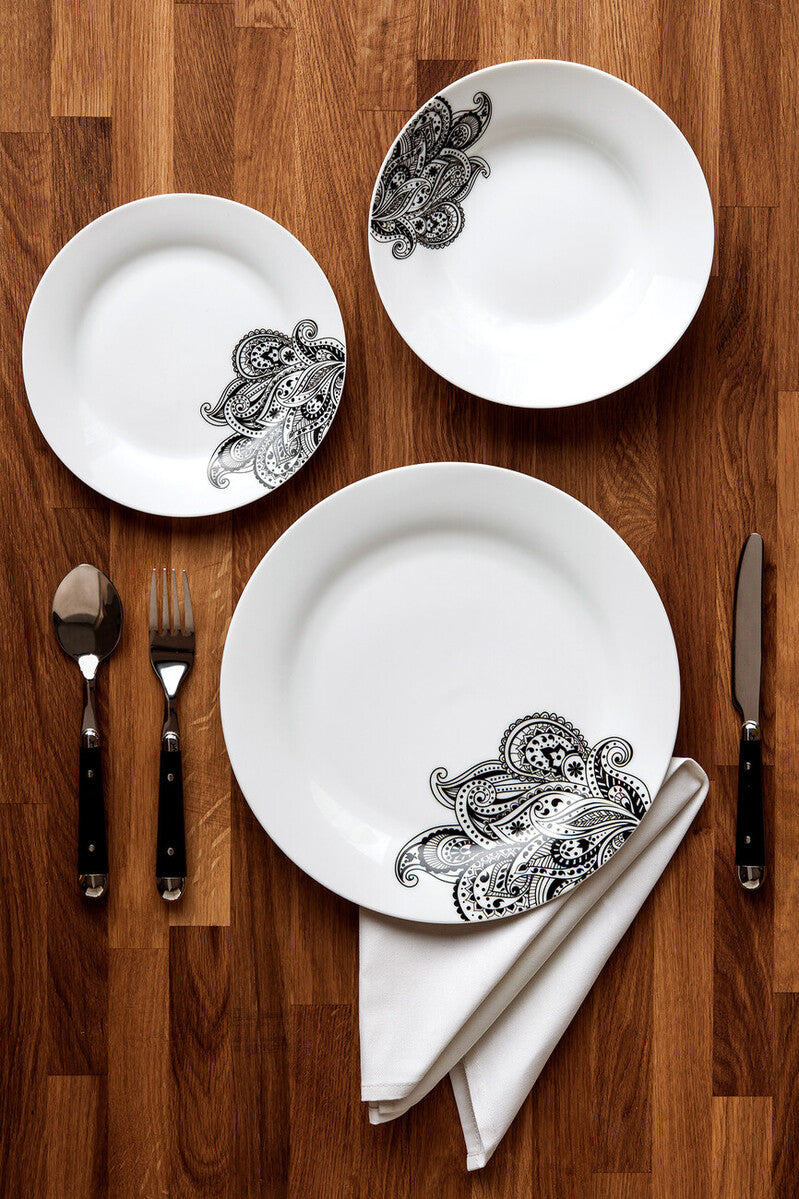 Avie Prince 12 Piece Black Dinner Set