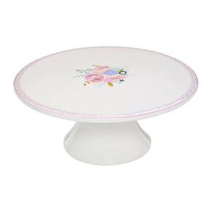 Amelie White Ceramic Cake Stand with Floral Pattern