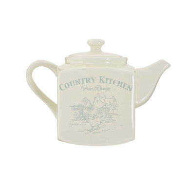 White ceramic teapot with &