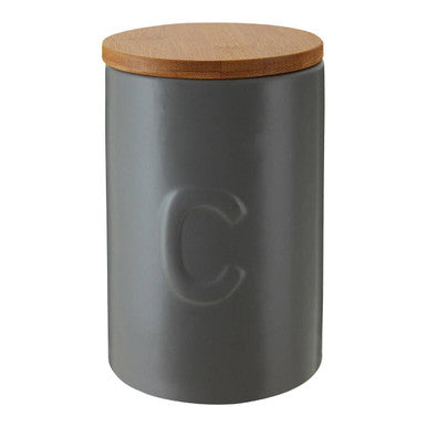 Fenwick Light Grey Coffee Canister With Bamboo Lid
