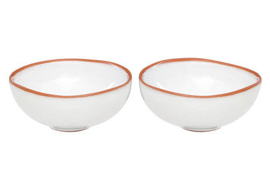 Calisto Terracotta Set Of 2 White Glazed Mini Bowls