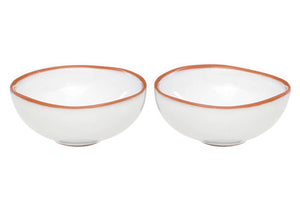 Calisto Terracotta Set Of 2 White Glazed Mini Bowls