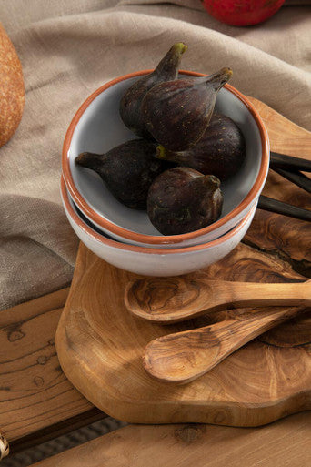 Calisto Terracotta Set Of 2 White Glazed Mini Bowls