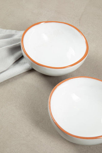 Calisto Terracotta Set Of 2 White Glazed Mini Bowls