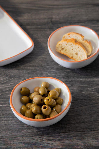 Calisto Terracotta Set Of 2 White Glazed Mini Bowls