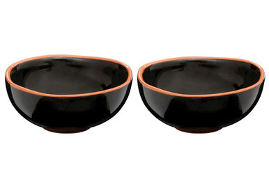 Calisto Terracotta Set Of 2 Black Glazed Mini Bowls