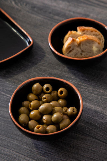 Calisto Terracotta Set Of 2 Black Glazed Mini Bowls