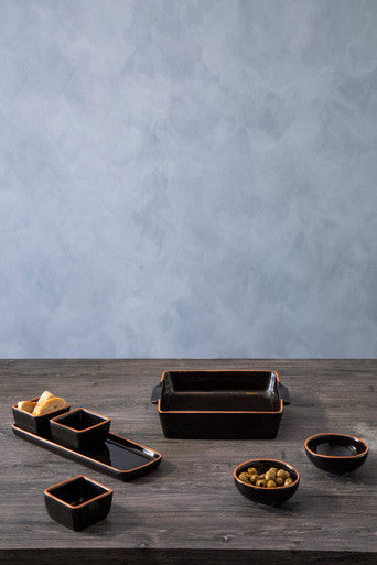 Calisto Black Glazed Terracotta Set of 2 Small Bowls