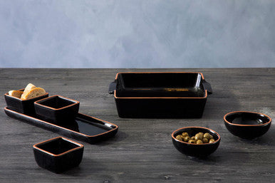 Calisto Black Glazed Terracotta Set of 2 Small Bowls