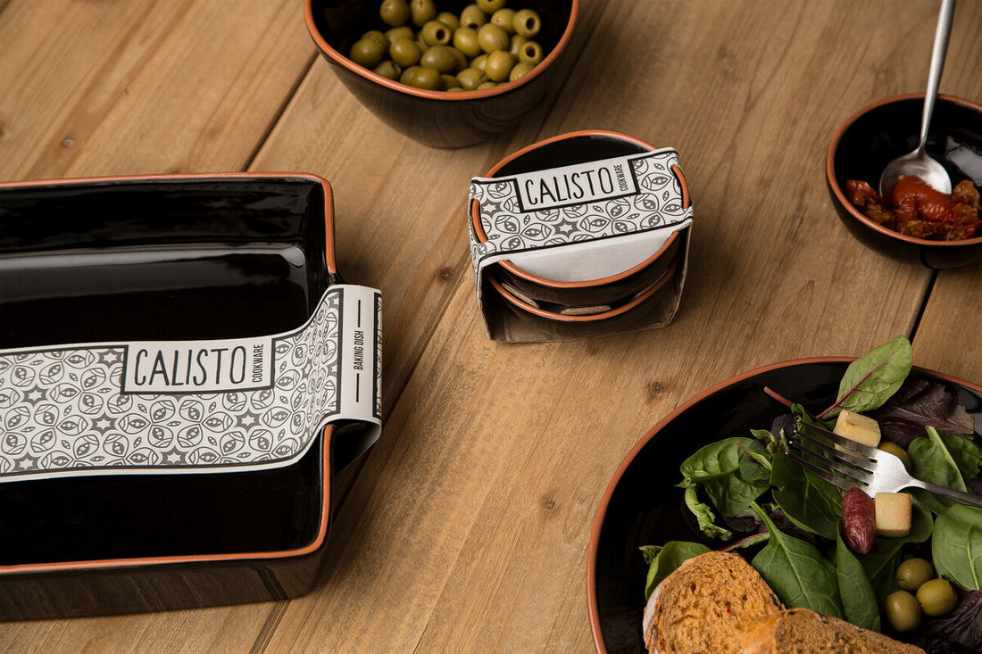 Calisto Black Glazed Terracotta Set of 2 Small Bowls