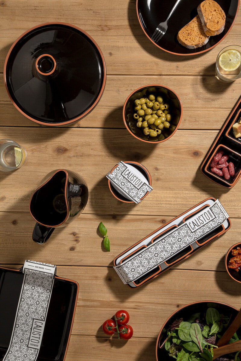 Calisto Black Glazed Terracotta Set of 2 Small Bowls