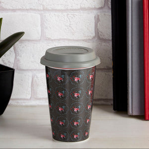 Ditsy Floral Ceramic Reusable Mug with Silicone Lid | Taza