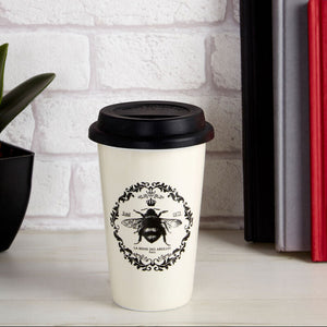 Queen Bee Ceramic Reusable Mug with Silicone Lid | Taza