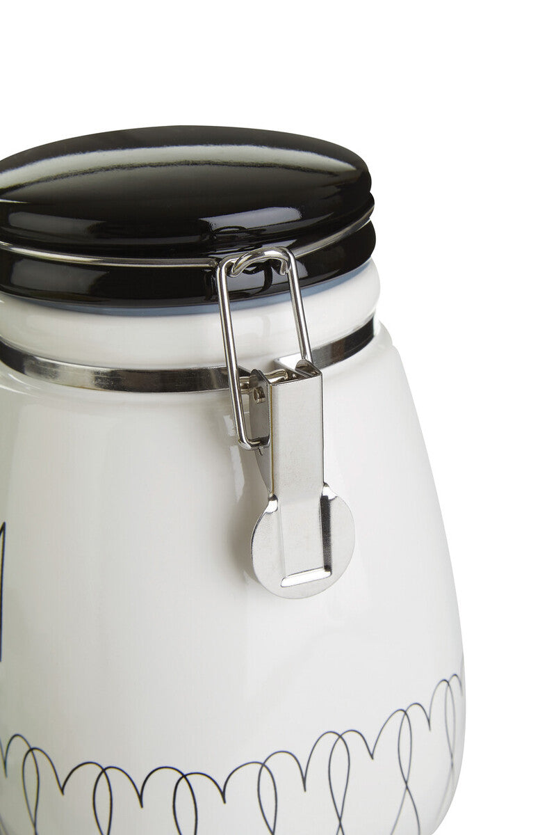 Heartlines Ceramic Clip Top Lid Tea Canister