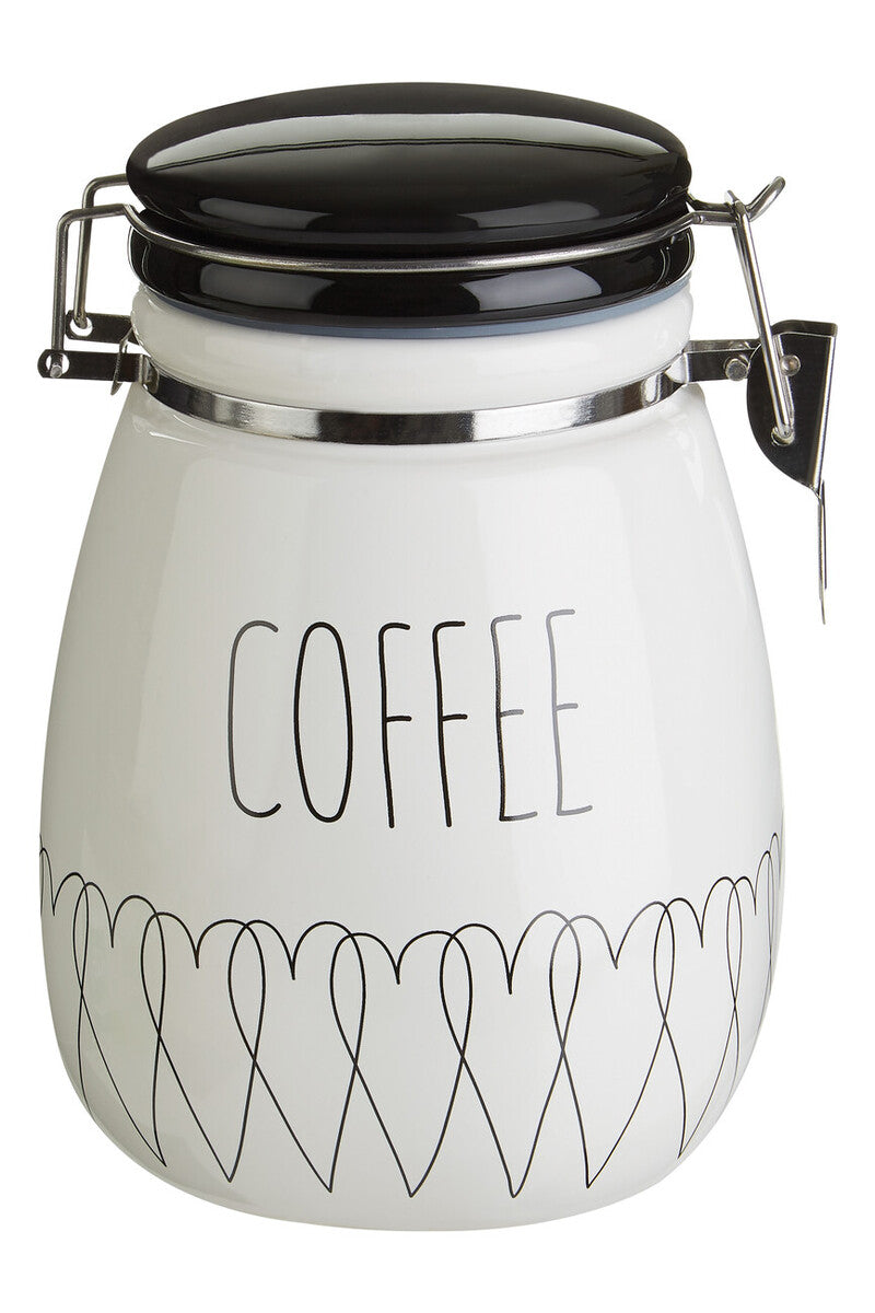 Heartlines Ceramic Clip Top Lid Coffee Canister