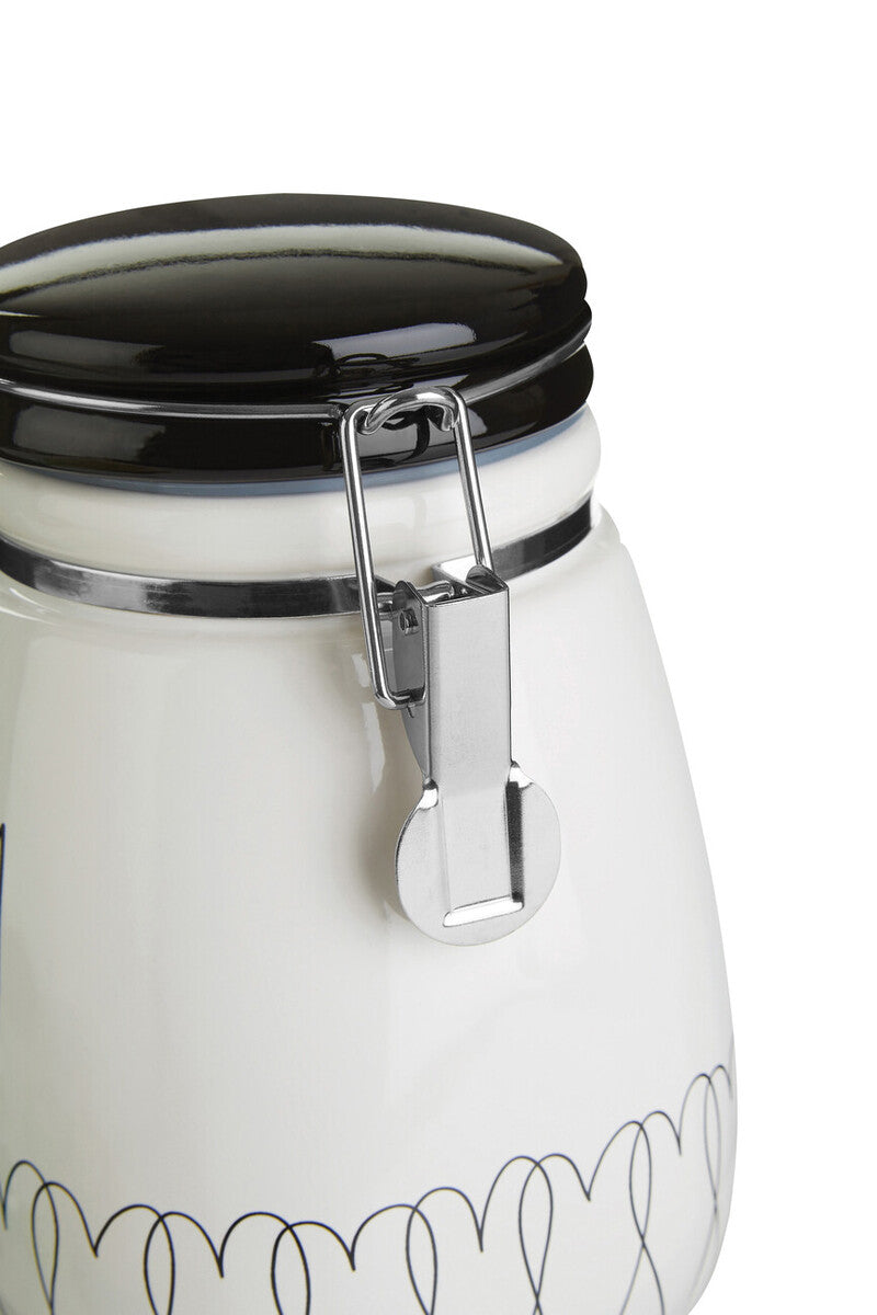 Heartlines Ceramic Clip Top Lid Coffee Canister