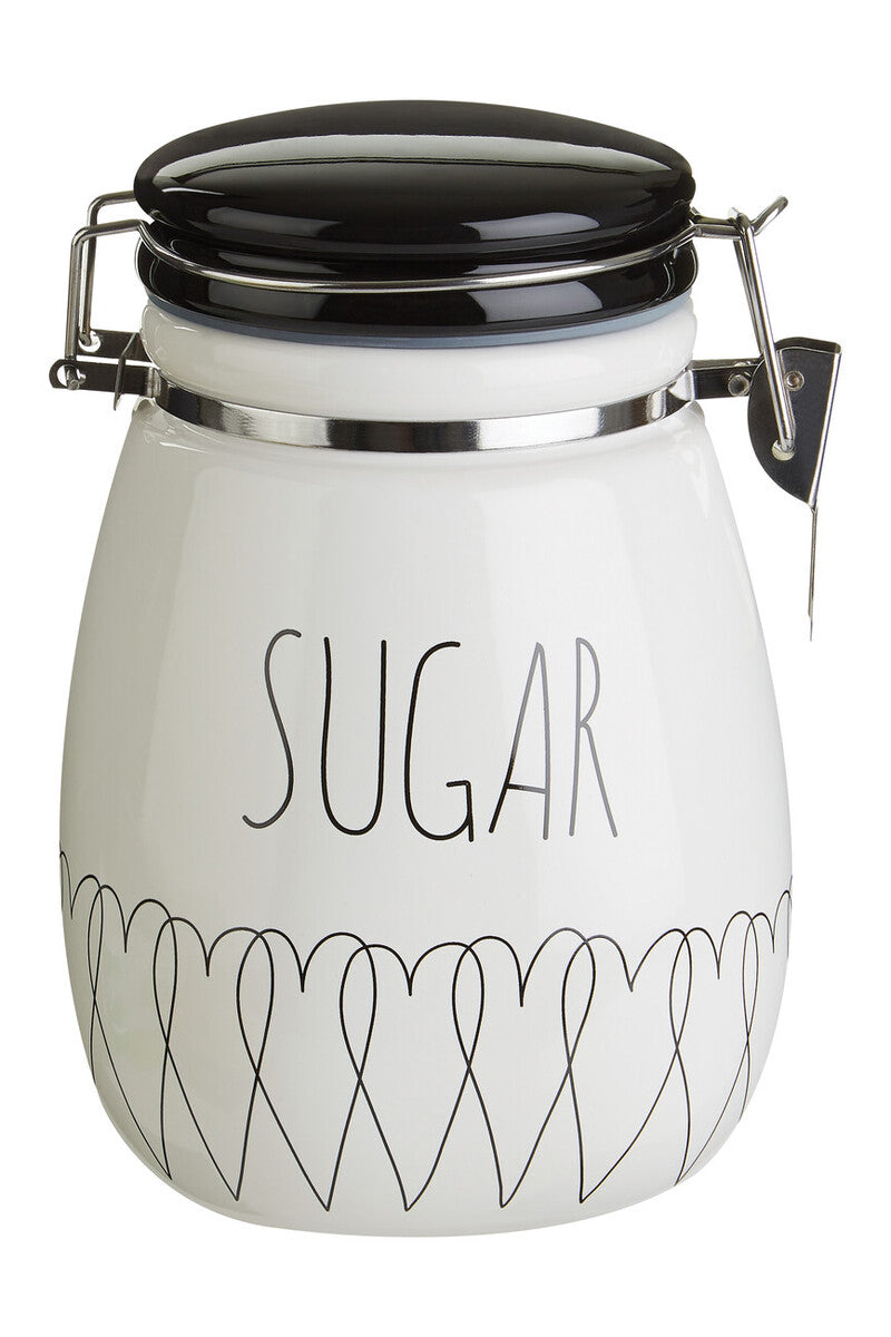 Heartlines Ceramic Clip Top Lid Sugar Canister