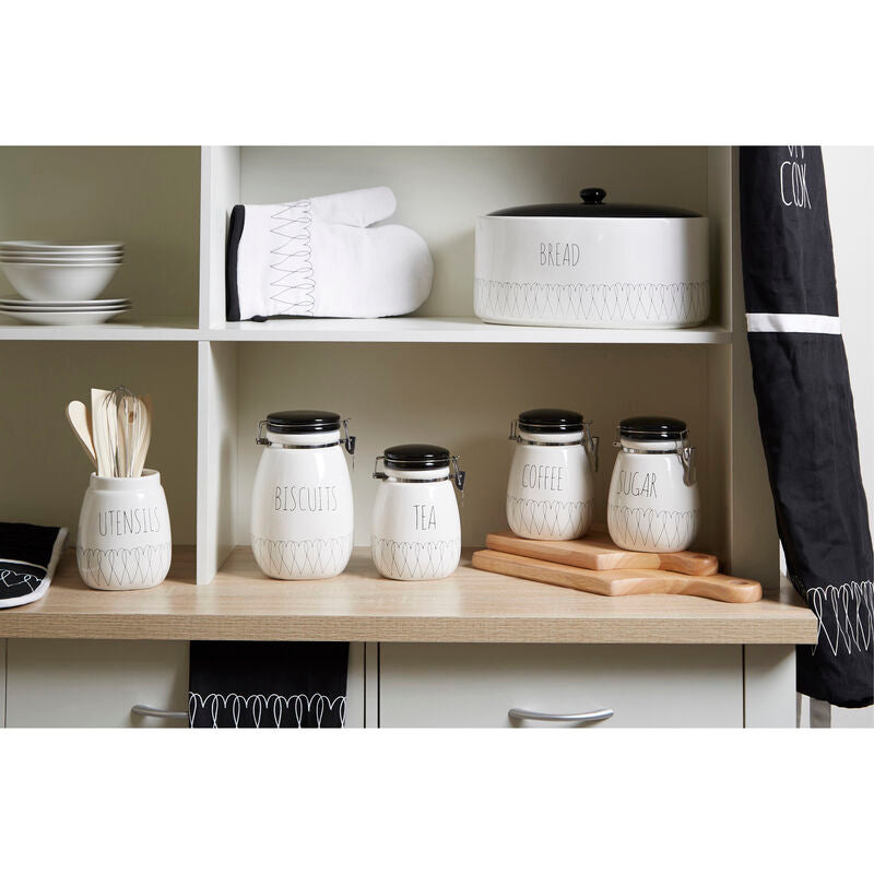 Heartlines Ceramic Clip Top Lid Sugar Canister