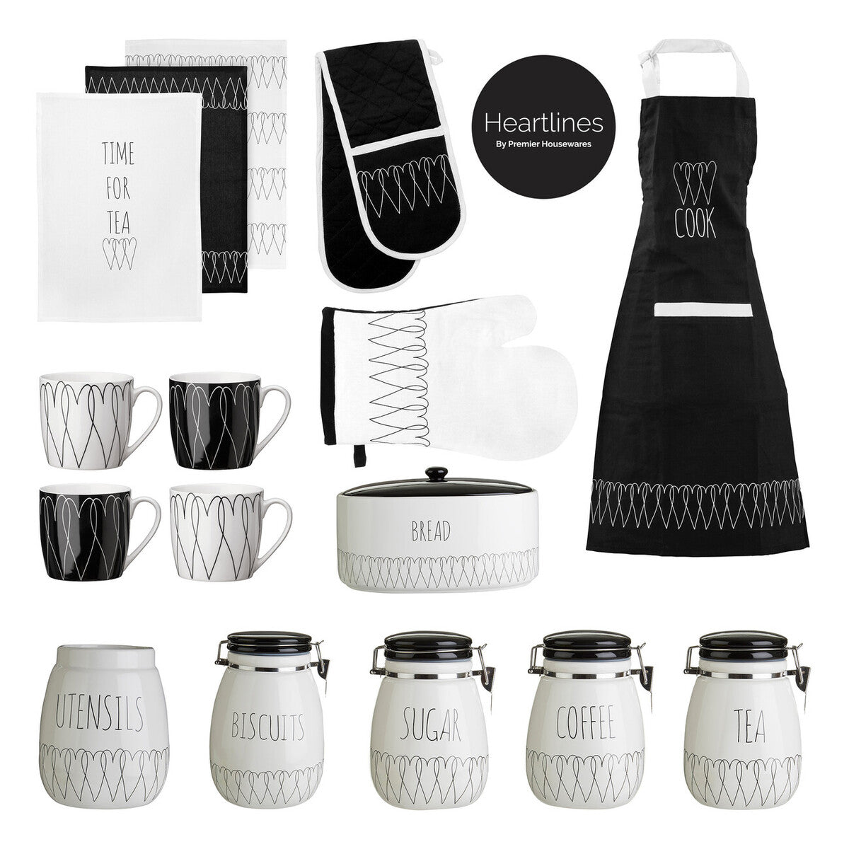 Heartlines Ceramic Clip Top Lid Sugar Canister