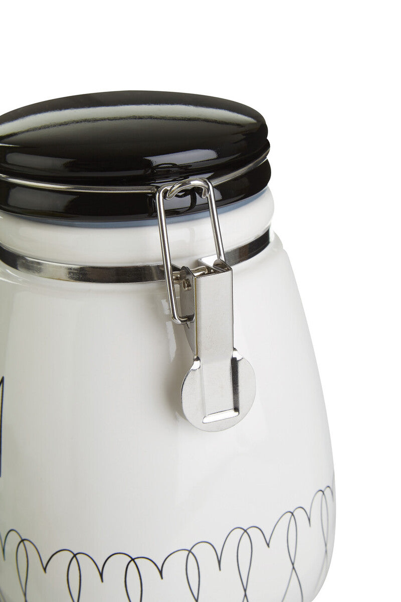 Heartlines Ceramic Clip Top Lid Sugar Canister