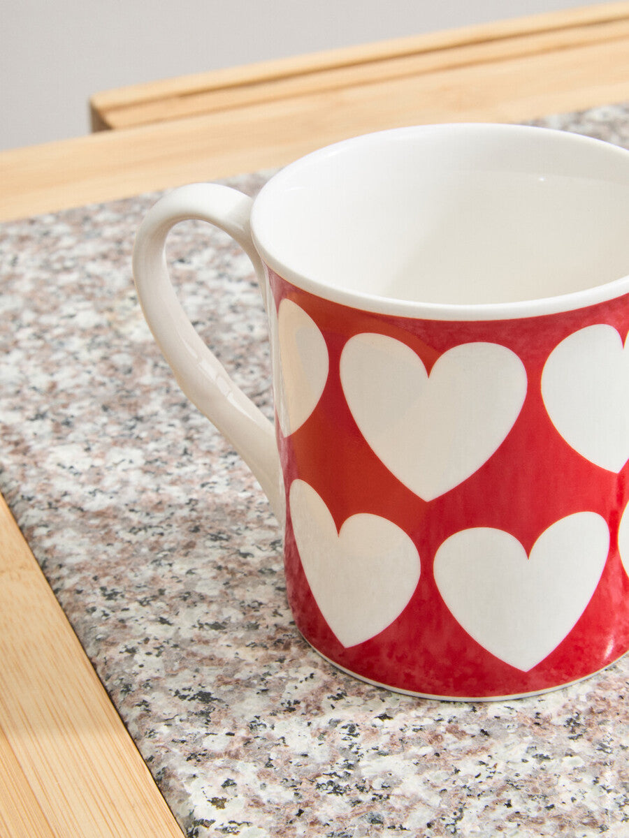 Set Of Four Heart Design Mugs
