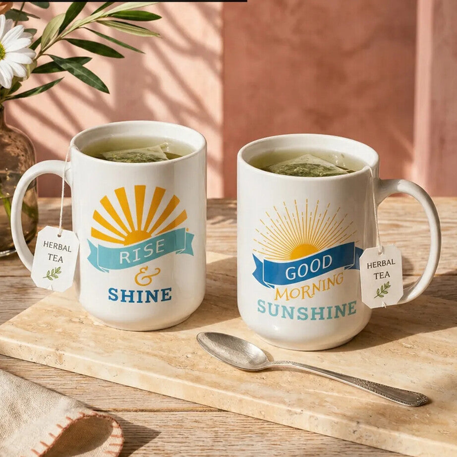 Two mugs with &