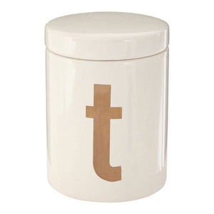 Mono White And Gold Tea Canister