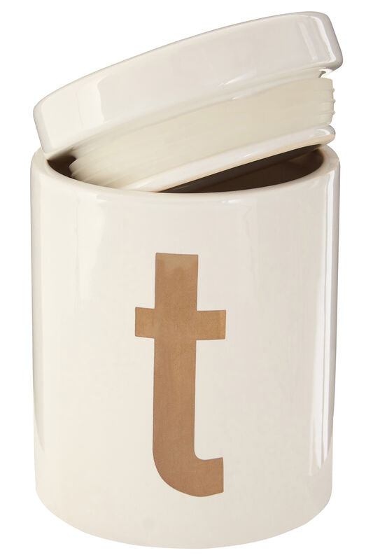 Mono White And Gold Tea Canister