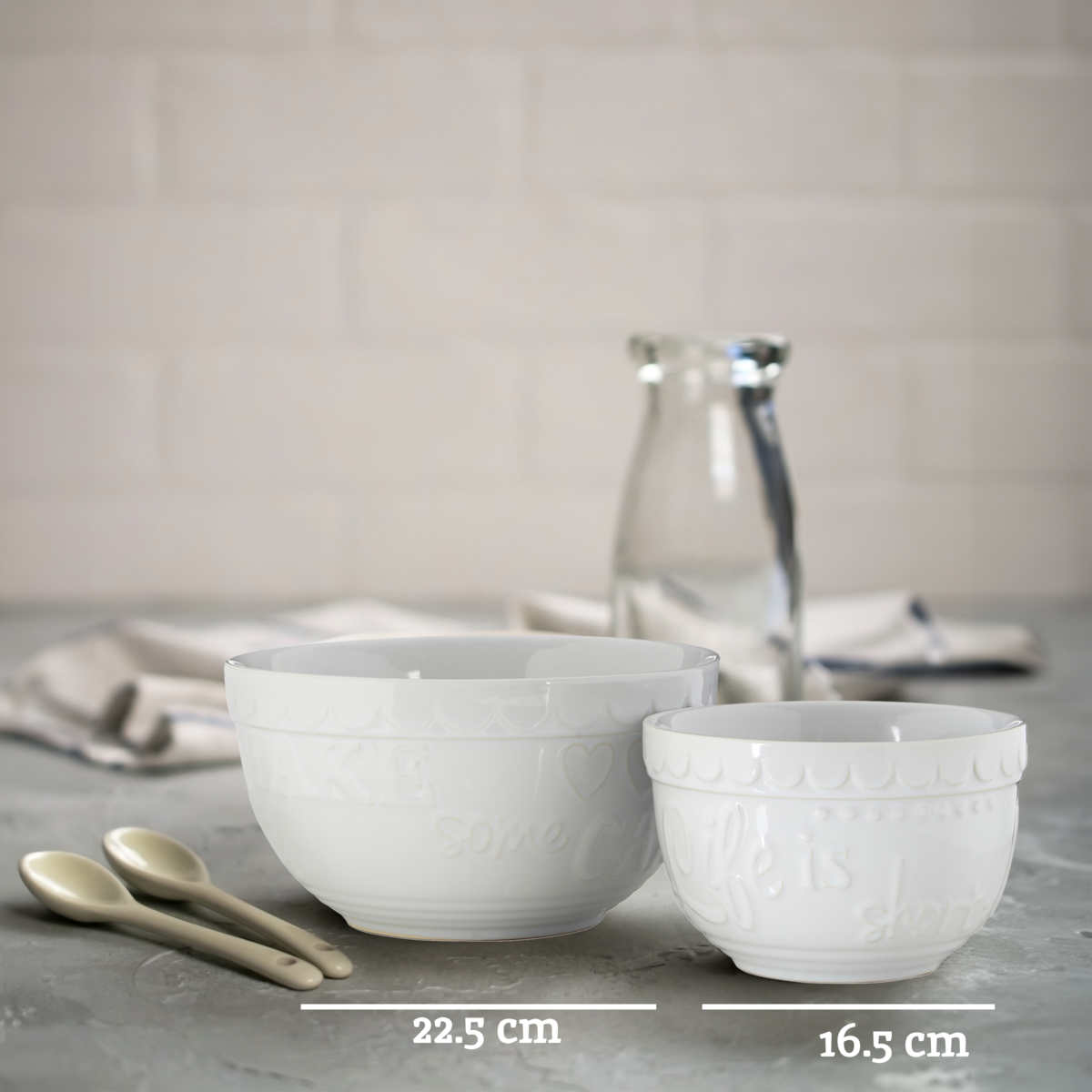Gigi White Set Of Two Mixing Bowls