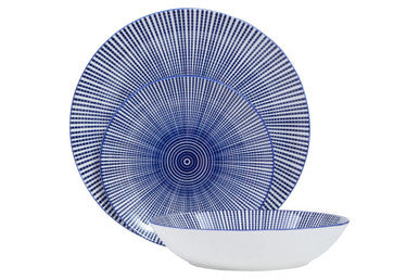 Maya 12 Piece Blue And White Dinner Set