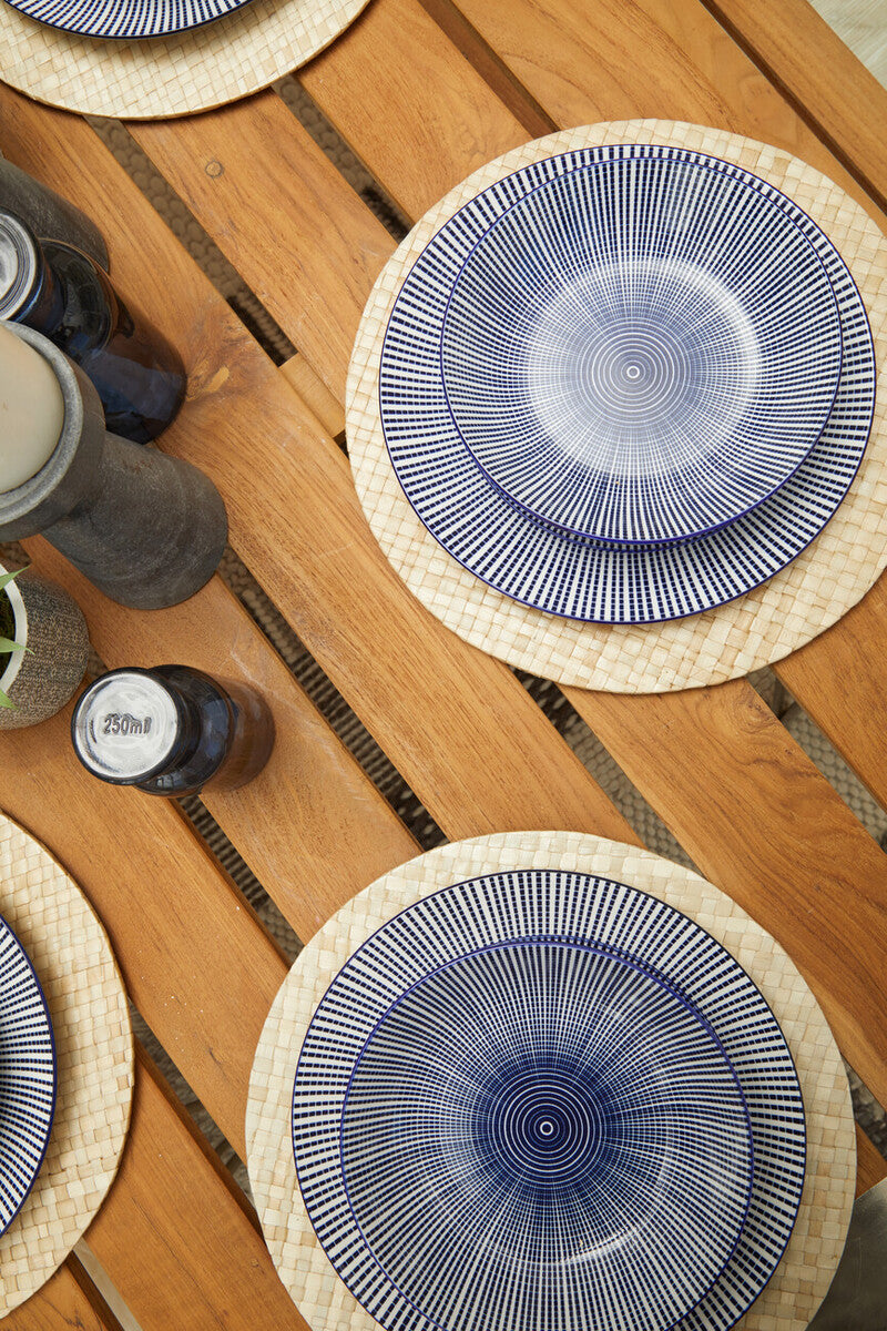 Maya 12 Piece Blue And White Dinner Set