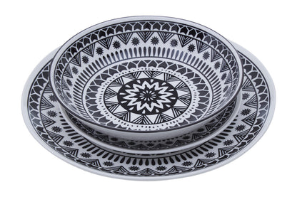 Maya 12 Piece Black And White Dinner Set