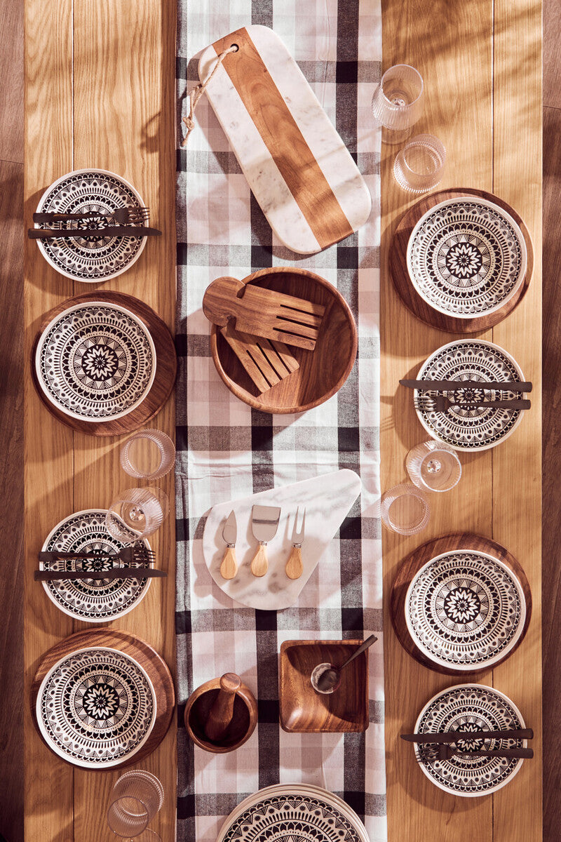Maya 12 Piece Black And White Dinner Set