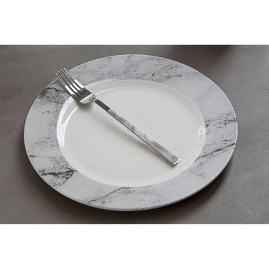 Avie 16Pc White And Grey Marble Effect Dinner Set